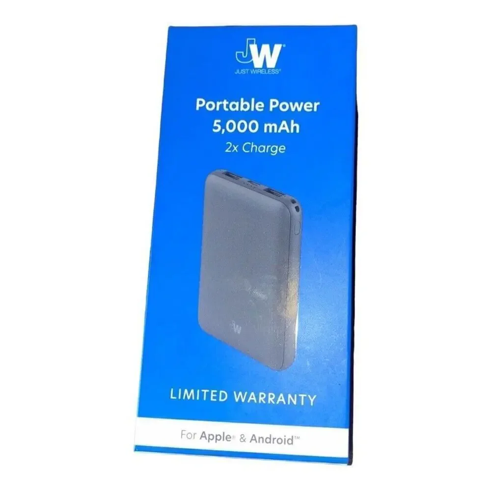 New Just Wireless Portable Power Bank 5000mAh